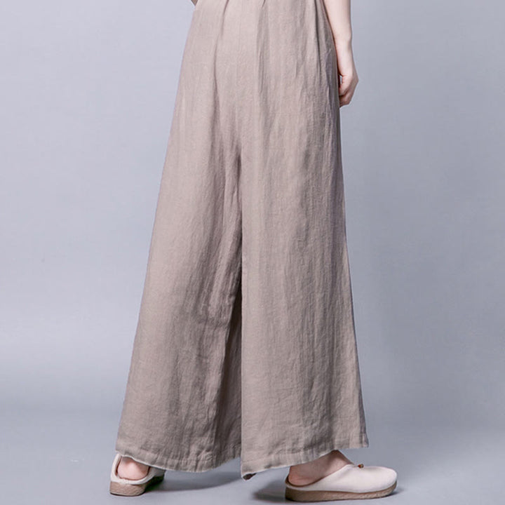Buddha Stones Casual Cotton Frog-Button High Waist Wide Leg Pants With Pockets - image 6