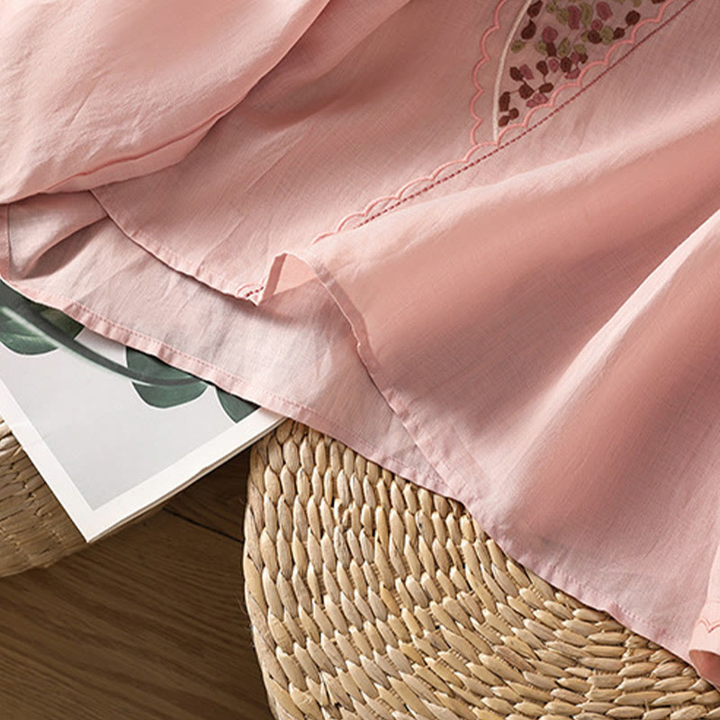 Buddha Stones Ethnic Embroidery Crew Neck Cotton Linen Pullover Clothing - image 23