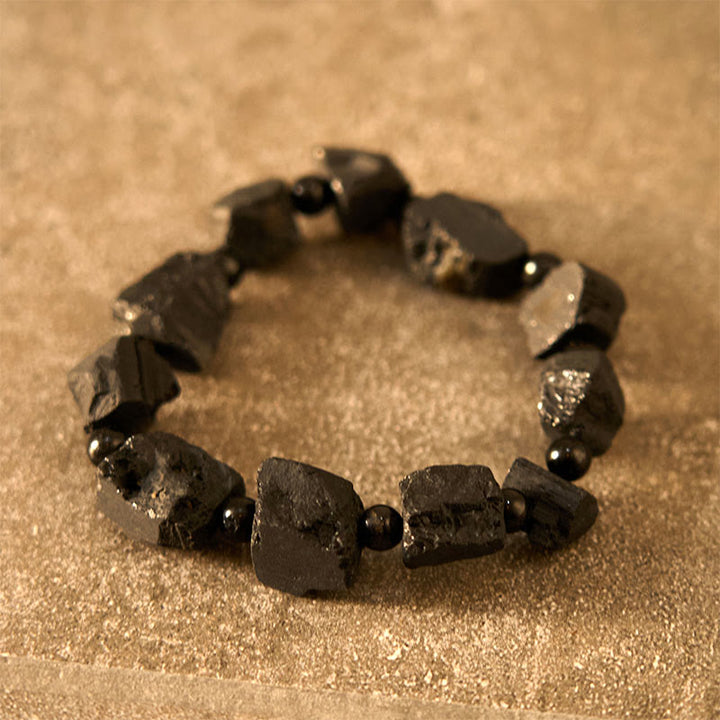 Buddha Stones Black Tourmaline Irregular Stone Positive Bracelet - image 3