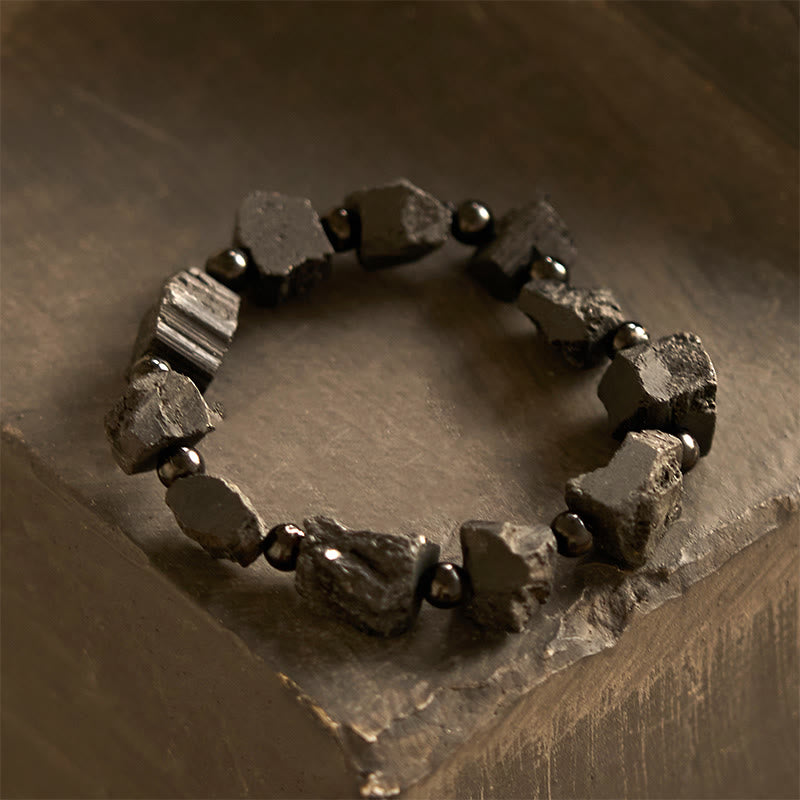 Buddha Stones Black Tourmaline Irregular Stone Positive Bracelet - Black Tourmaline(Wrist Circumference: 14-16cm) - image 0