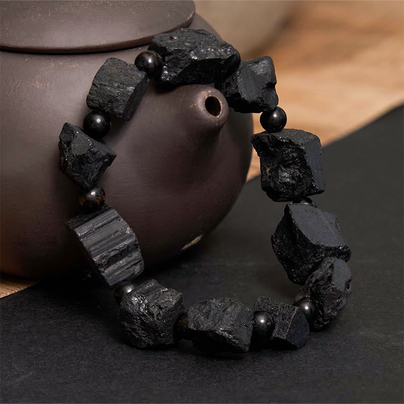 Buddha Stones Black Tourmaline Irregular Stone Positive Bracelet - image 1