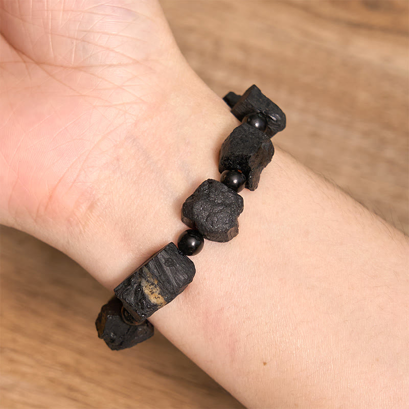 Buddha Stones Black Tourmaline Irregular Stone Positive Bracelet - image 4