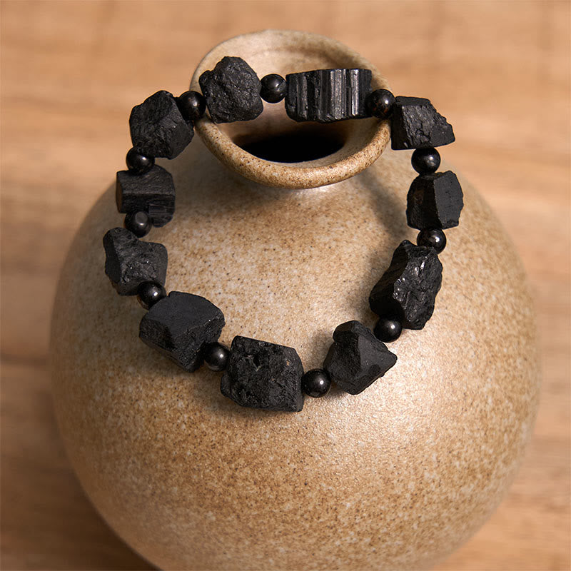 Buddha Stones Black Tourmaline Irregular Stone Positive Bracelet - image 2