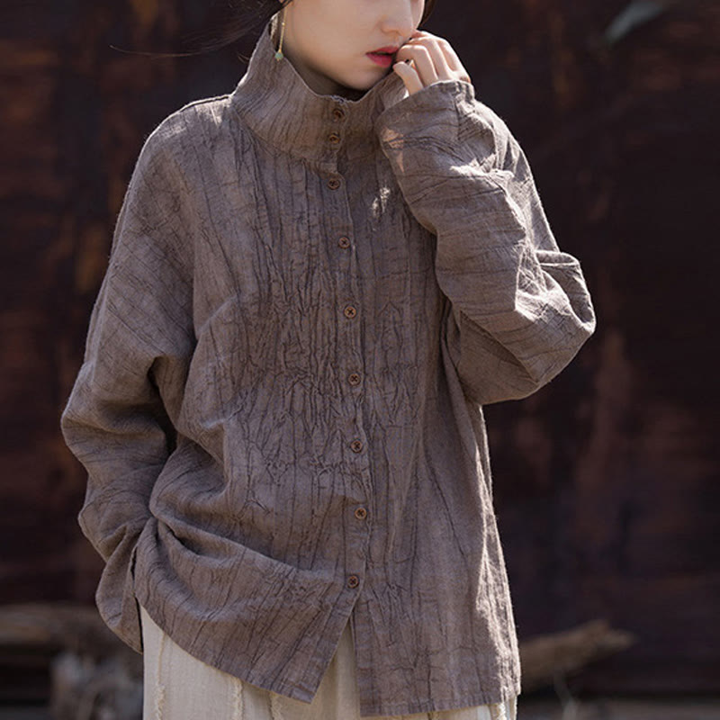 Buddha Stones Turtleneck Dyeing Ramie Cotton Chinese Style Cardigan Clothing - RosyBrown - US4-8/10，UK/AU8-12/14，EU36-40/42 (F) - image 18