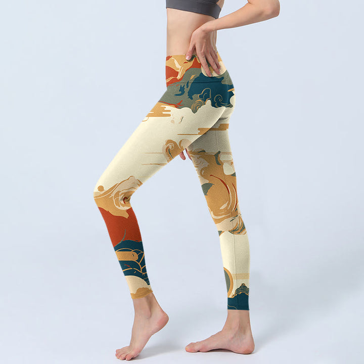 Buddha Stones Colorful Clouds Print Fitness Leggings Women's Yoga Pants - image 2
