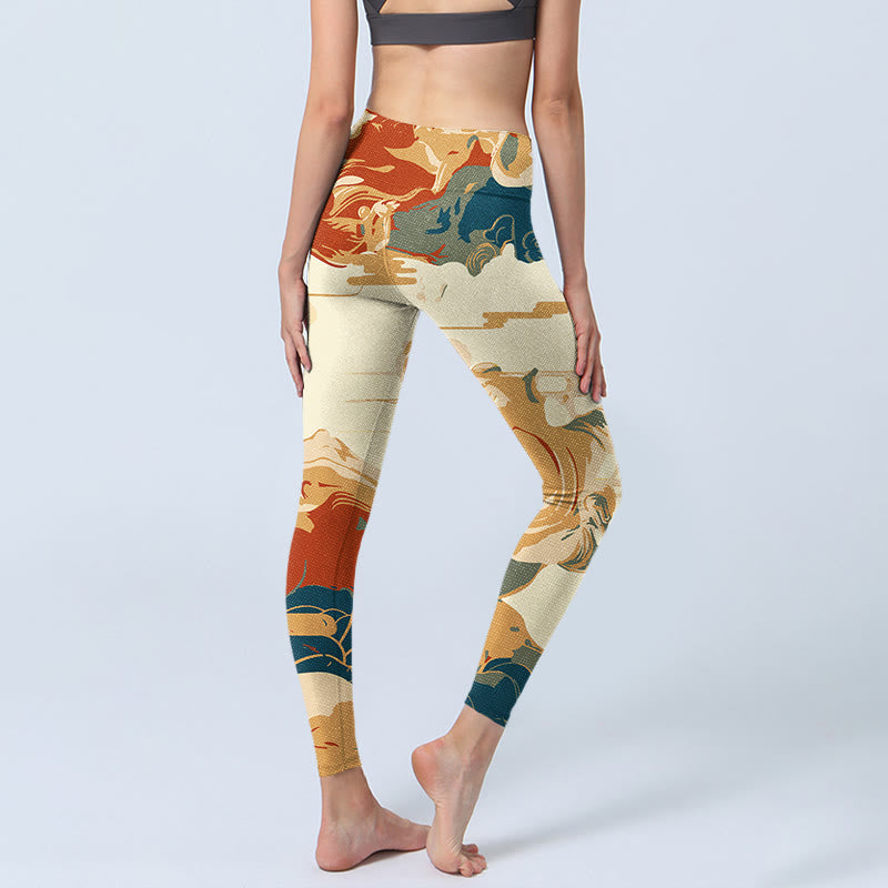 Buddha Stones Colorful Clouds Print Fitness Leggings Women's Yoga Pants - image 4