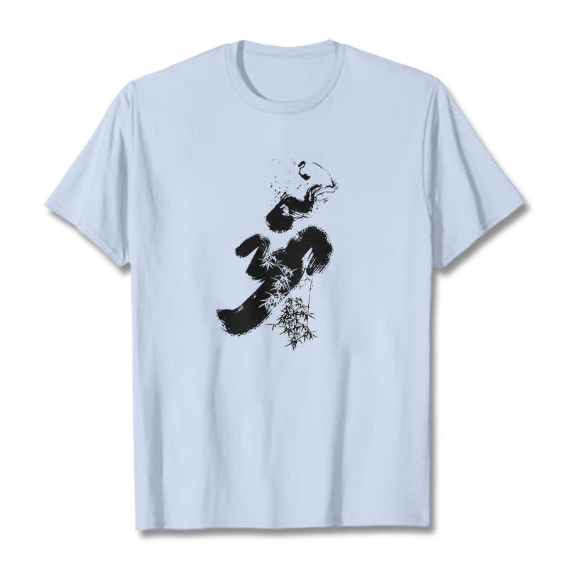 Buddha Stones OM Bamboo Ink Cotton Tee T-shirt - LightCyan - 2XL - image 10