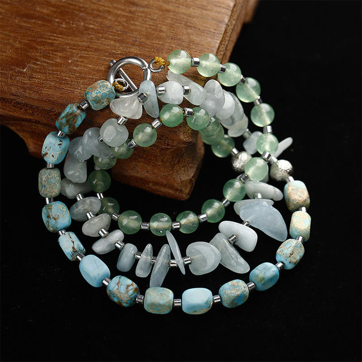 Buddha Stones Green Emperor Stone Green Aventurine Happiness Triple Wrap Bracelet - image 3