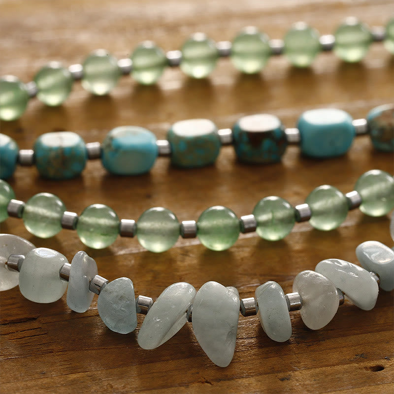 Buddha Stones Green Emperor Stone Green Aventurine Happiness Triple Wrap Bracelet - image 1