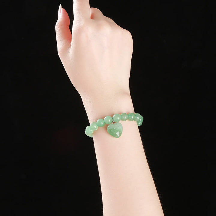 Buddha Stones Various Crystal Green Aventurine Love Heart Balance Bracelet - image 18