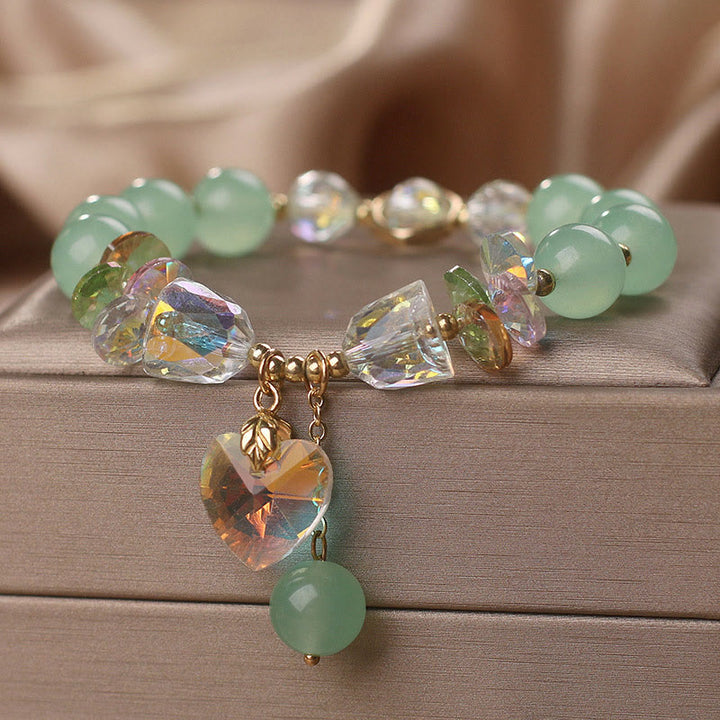 Buddha Stones Aquamarine Green Crystal Love Heart Charm Healing Bracelet - image 6
