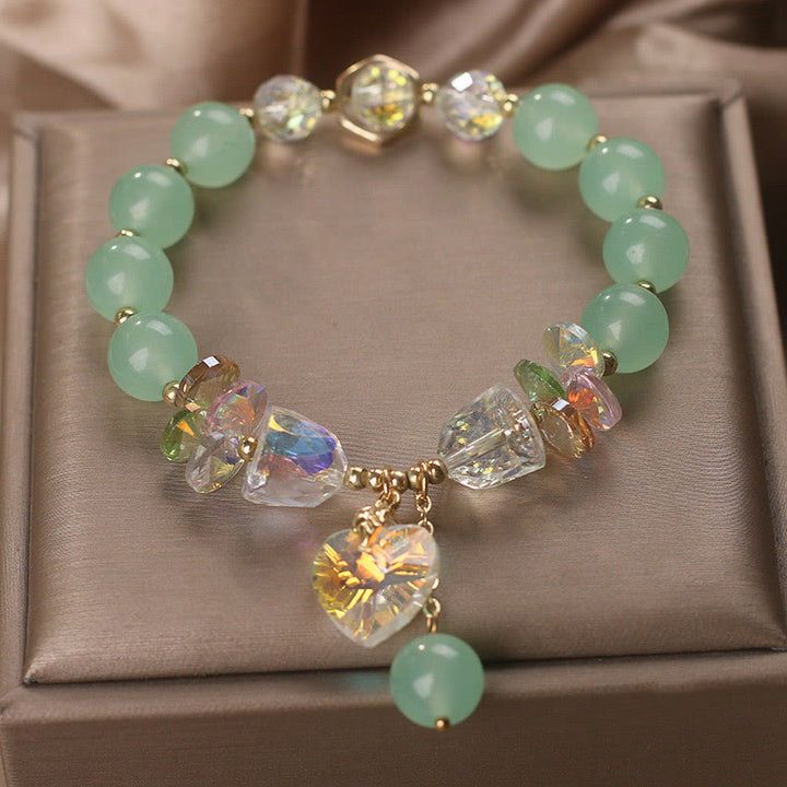 Buddha Stones Aquamarine Green Crystal Love Heart Charm Healing Bracelet - image 7
