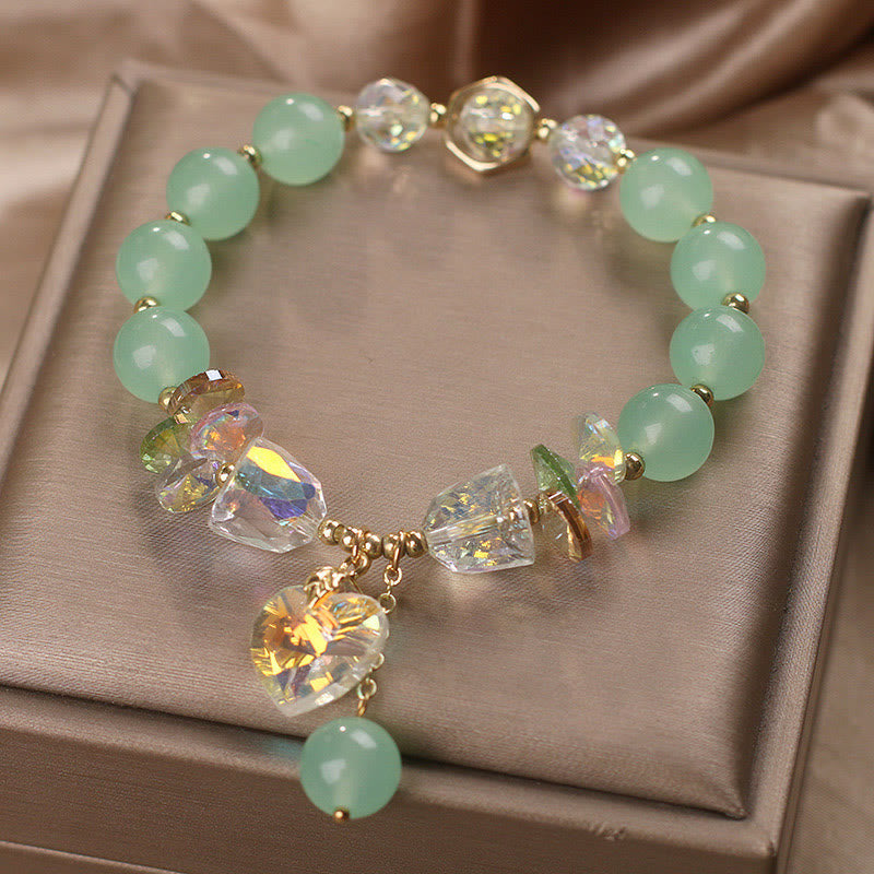 Buddha Stones Aquamarine Green Crystal Love Heart Charm Healing Bracelet - image 8