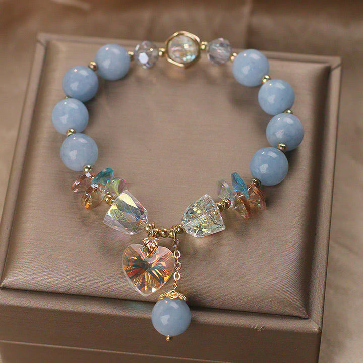Buddha Stones Aquamarine Green Crystal Love Heart Charm Healing Bracelet - image 4