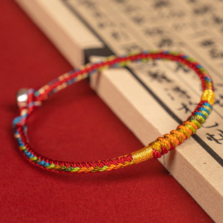 Buddha Stones Multicolor Red String Alloy 925 Sterling Silver Buckle Protection Bracelet - image 1