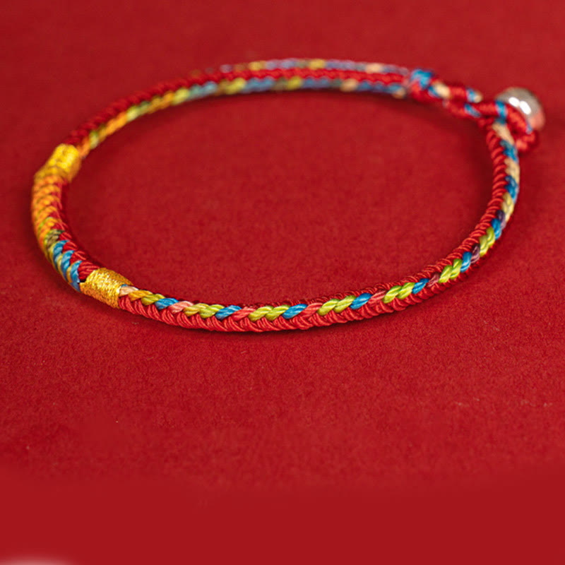 Buddha Stones Multicolor Red String Alloy 925 Sterling Silver Buckle Protection Bracelet - image 9