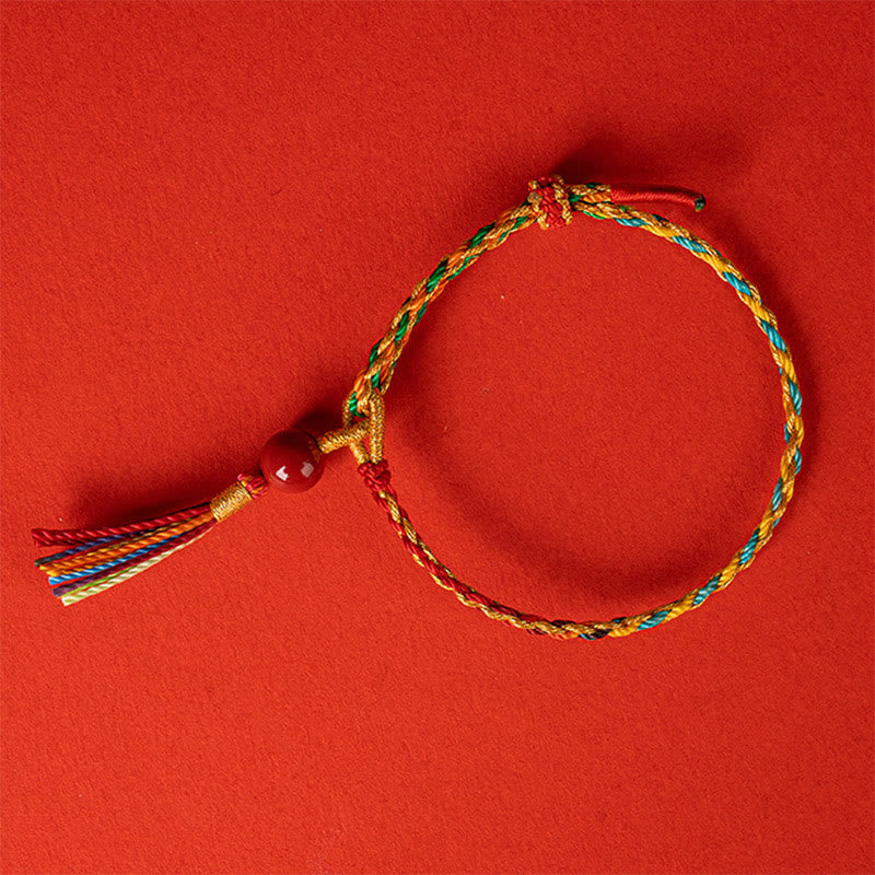 Buddha Stones Colorful String Cinnabar Concentration Bracelet - Yellow Blue Green - 18-19cm - image 8