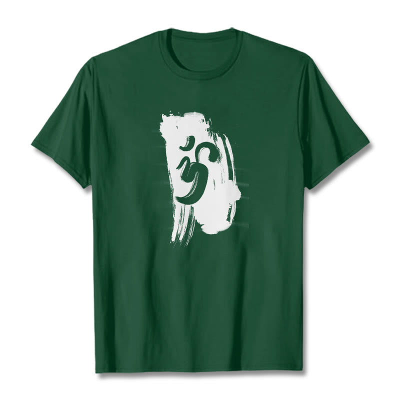 Buddha Stones OM Ink Background Cotton Tee T-shirt - ForestGreen - 2XL - image 8