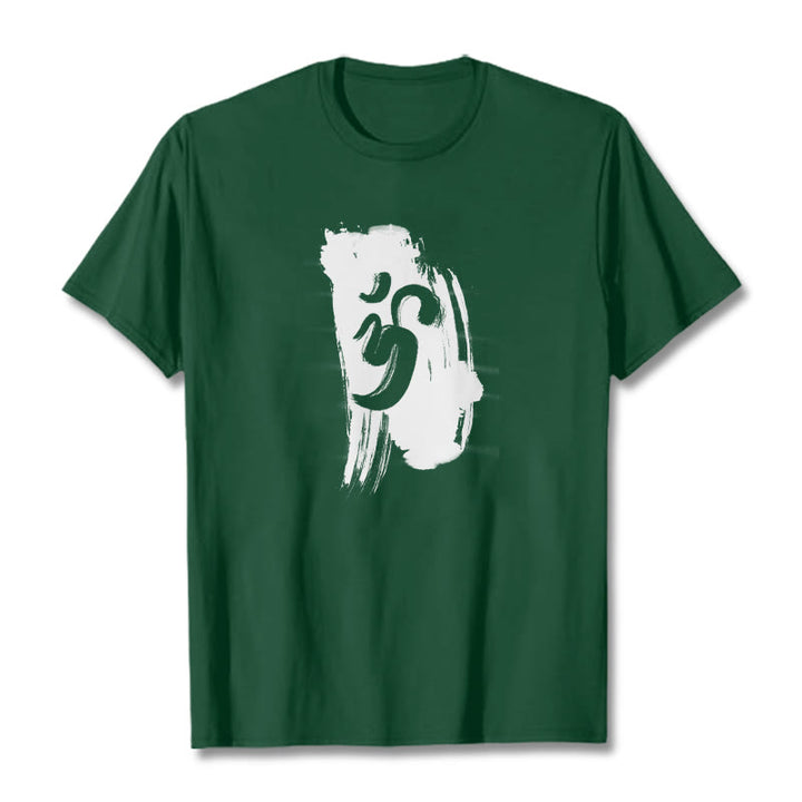 Buddha Stones OM Ink Background Cotton Tee T-shirt - ForestGreen - 2XL - image 8