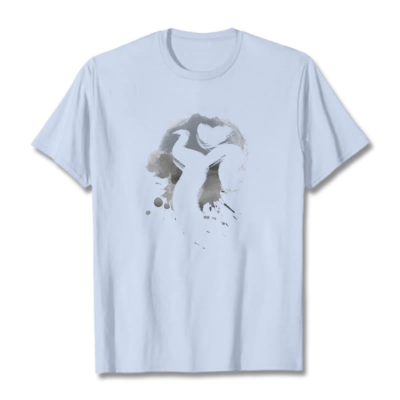 Buddha Stones OM Swan Cotton Tee T-shirt - LightCyan - 2XL - image 10