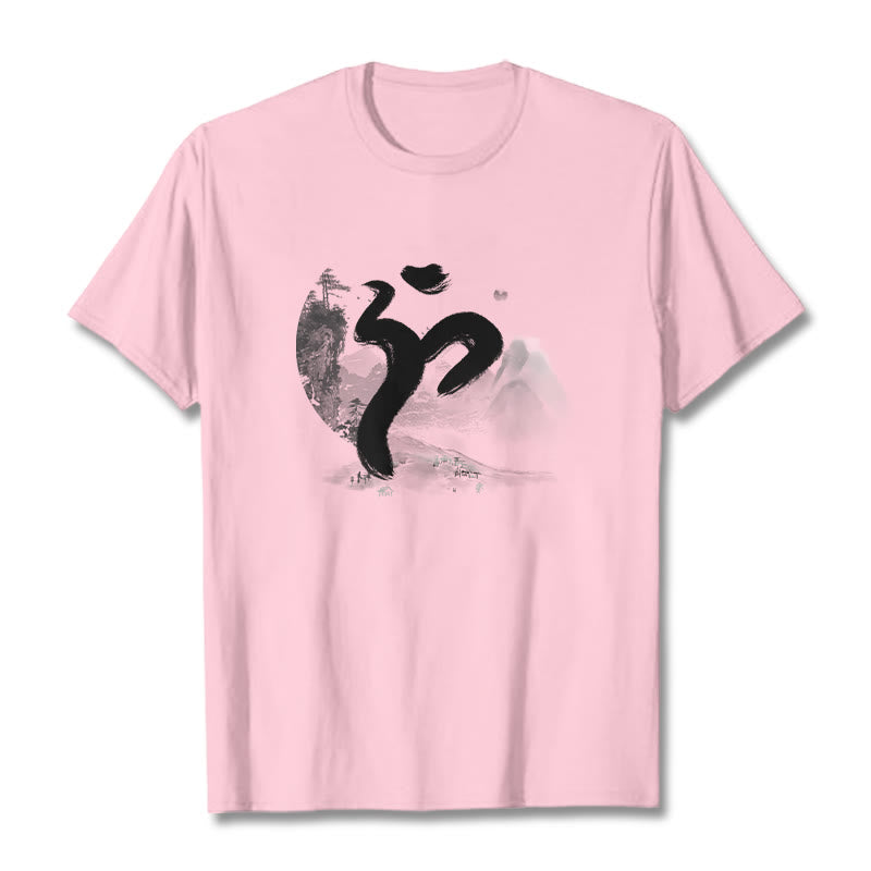 Buddha Stones OM Landscape Cotton Tee T-shirt - LightPink - 2XL - image 15