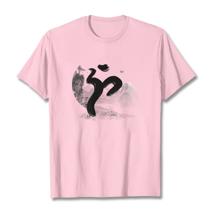 Buddha Stones OM Landscape Cotton Tee T-shirt - LightPink - 2XL - image 15