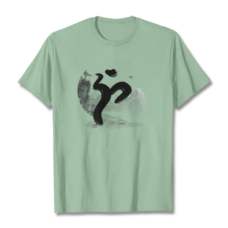 Buddha Stones OM Landscape Cotton Tee T-shirt - PaleGreen - 2XL - image 17