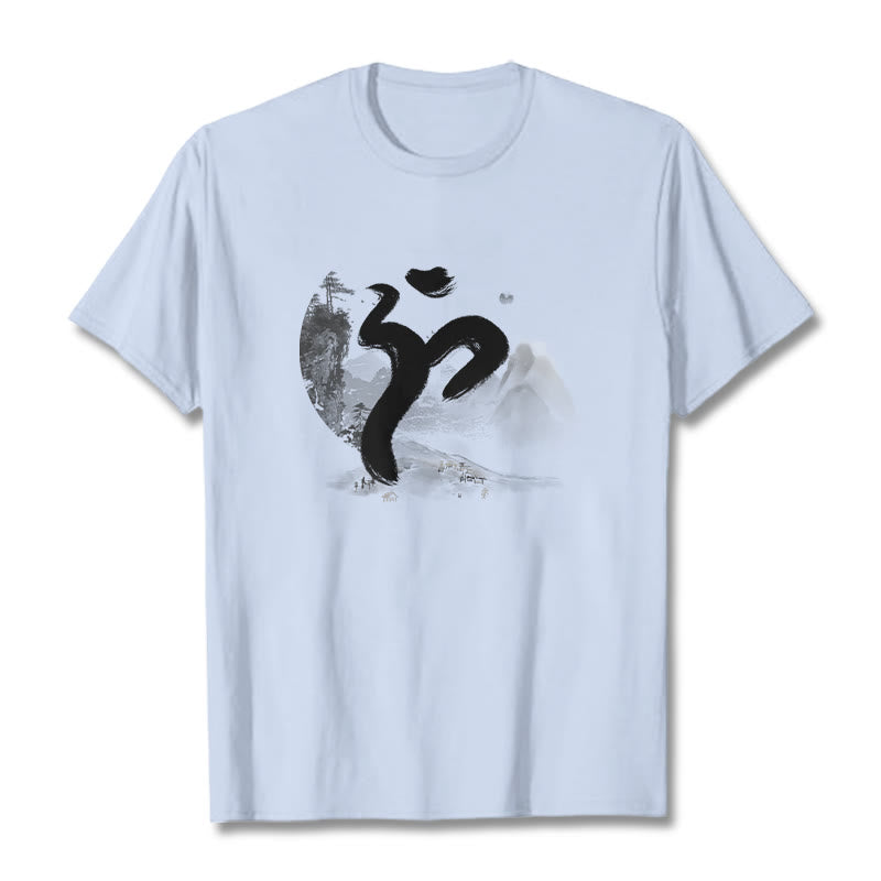 Buddha Stones OM Landscape Cotton Tee T-shirt - LightCyan - 2XL - image 10