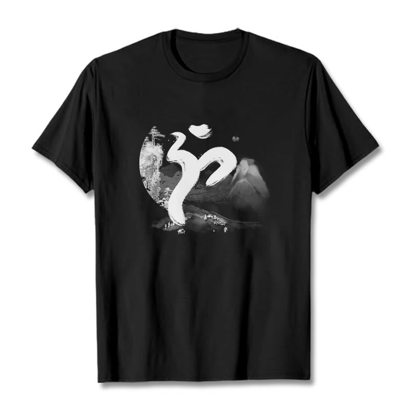 Buddha Stones OM Landscape Cotton Tee T-shirt - Black - 2XL - image 0