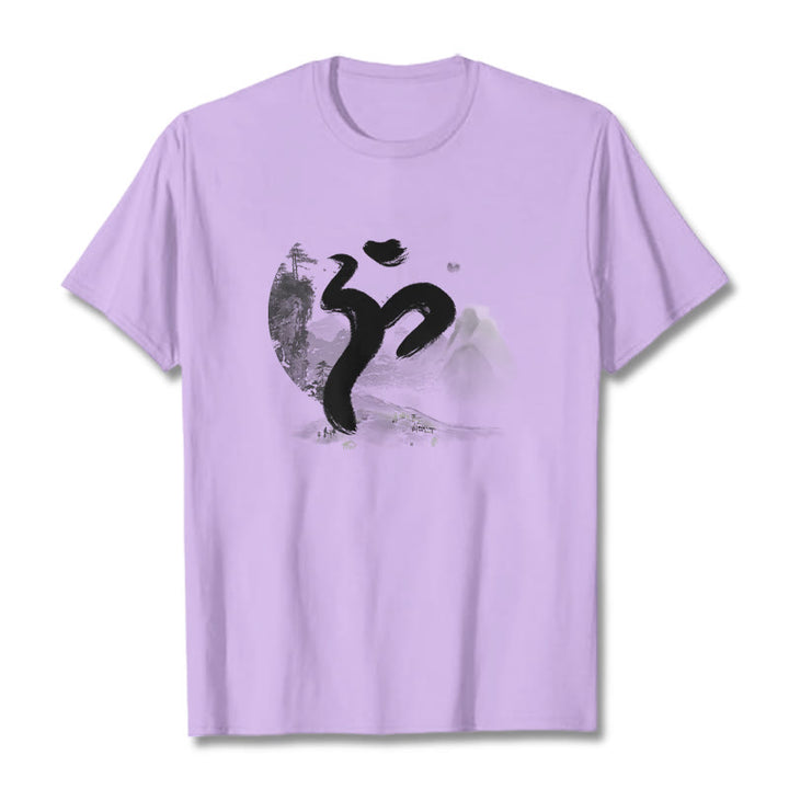 Buddha Stones OM Landscape Cotton Tee T-shirt - Plum - 2XL - image 13