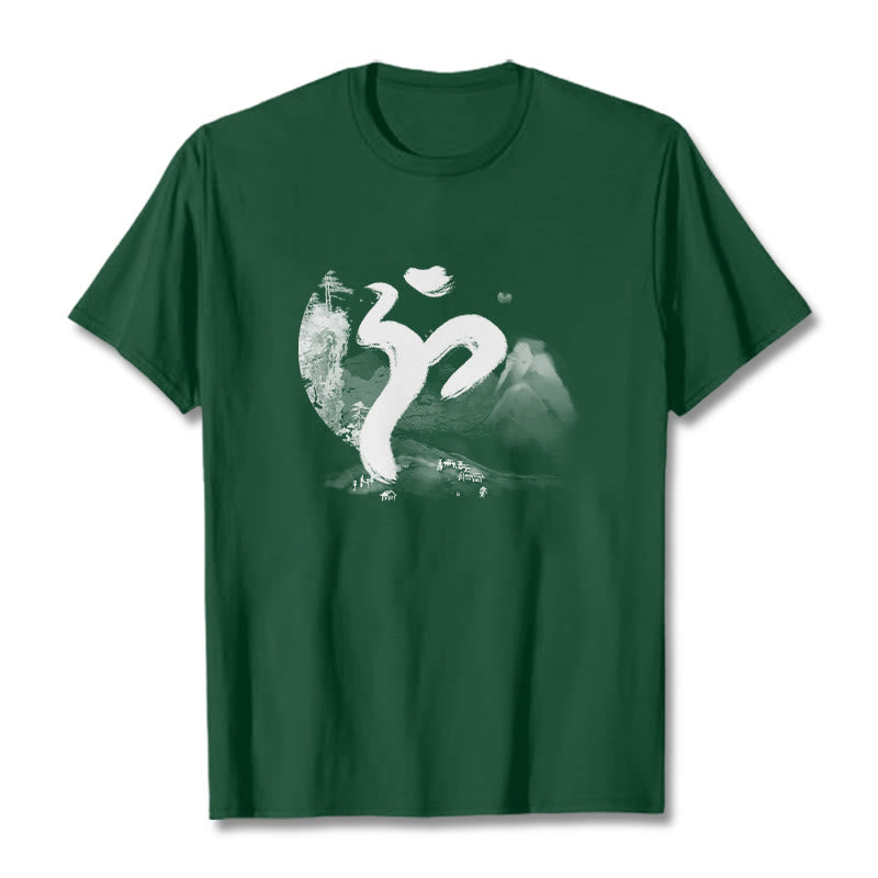 Buddha Stones OM Landscape Cotton Tee T-shirt - ForestGreen - 2XL - image 8