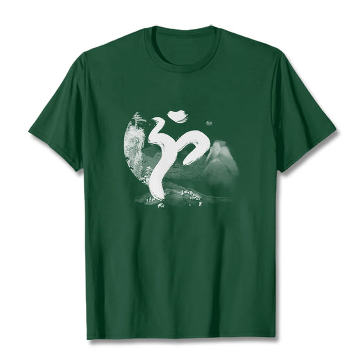 Buddha Stones OM Landscape Cotton Tee T-shirt - ForestGreen - 2XL - image 8