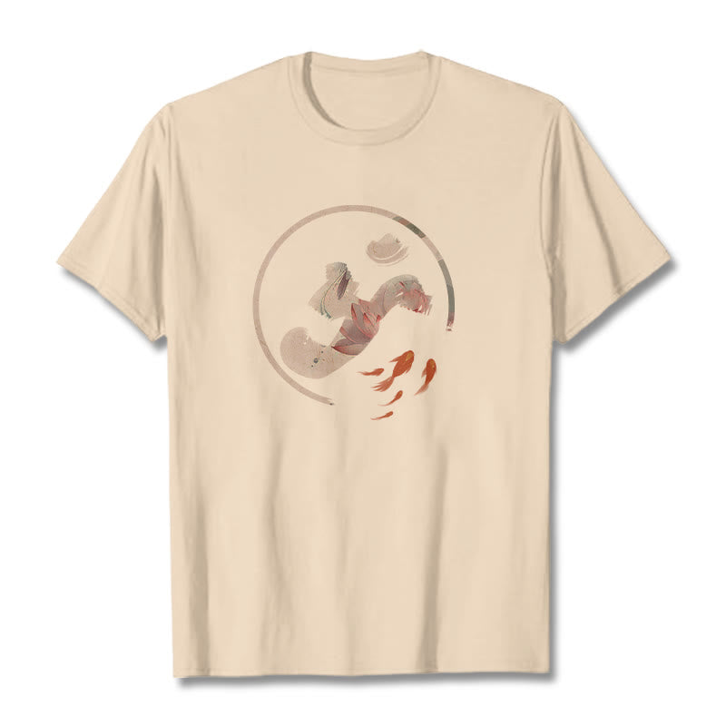 Buddha Stones OM Lotus Koi Fish Cotton Tee T-shirt - Bisque - 2XL - image 8