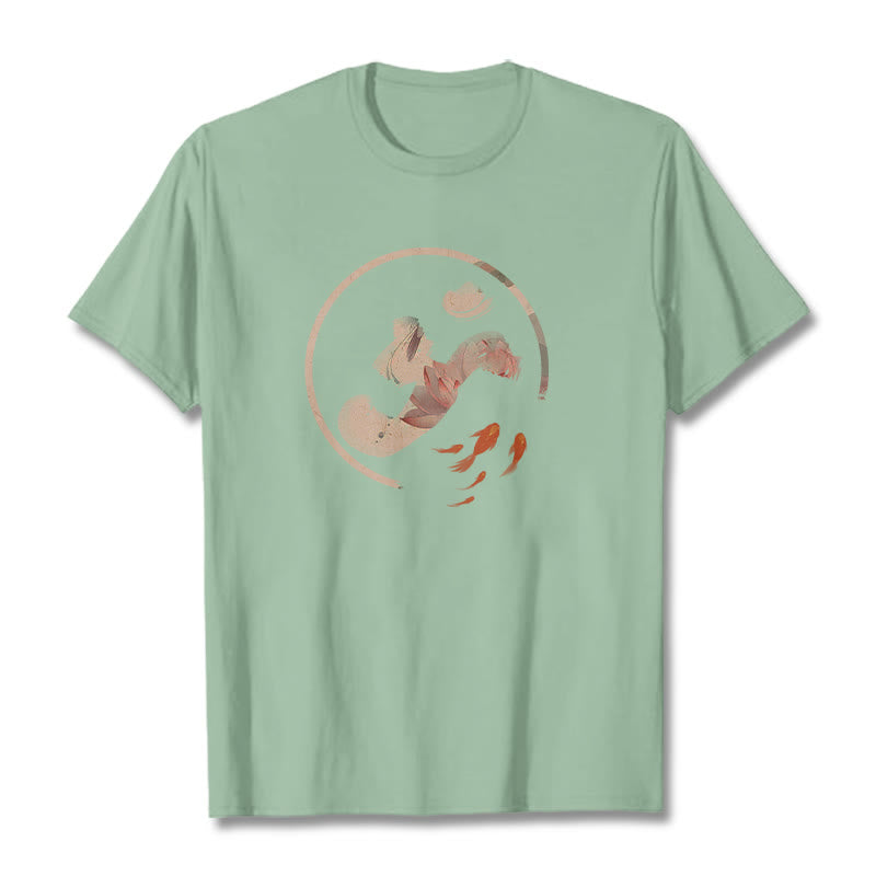 Buddha Stones OM Lotus Koi Fish Cotton Tee T-shirt - PaleGreen - 2XL - image 14