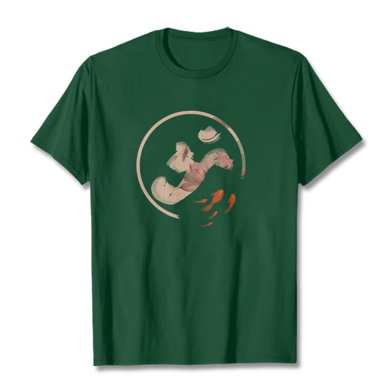 Buddha Stones OM Lotus Koi Fish Cotton Tee T-shirt - ForestGreen - 2XL - image 10