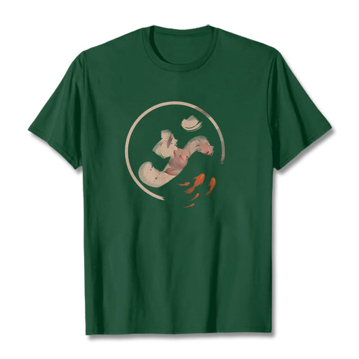 Buddha Stones OM Lotus Koi Fish Cotton Tee T-shirt - ForestGreen - 2XL - image 10