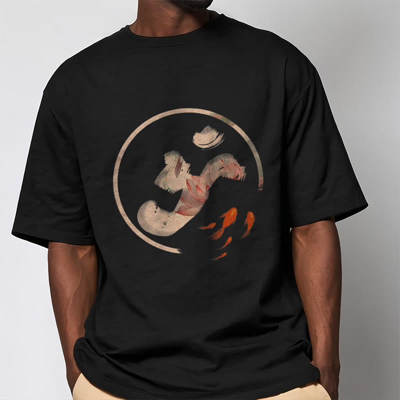 Buddha Stones OM Lotus Koi Fish Cotton Tee T-shirt - image 6