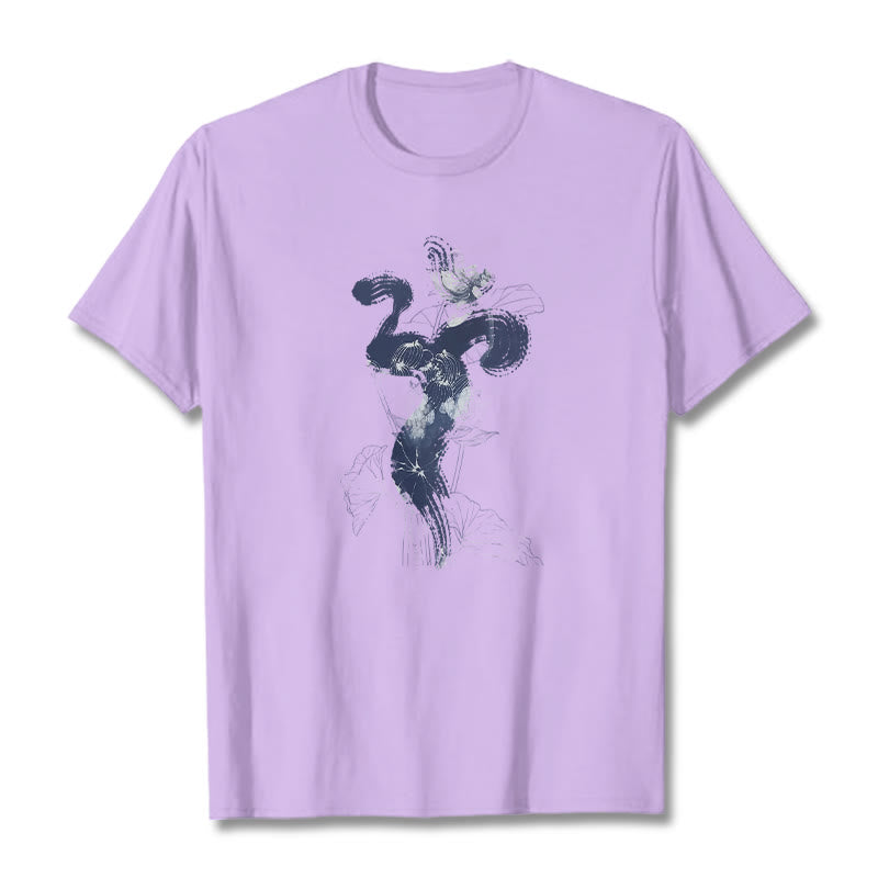 Buddha Stones OM Lotus Flower Background Cotton Tee T-shirt - Plum - 2XL - image 14