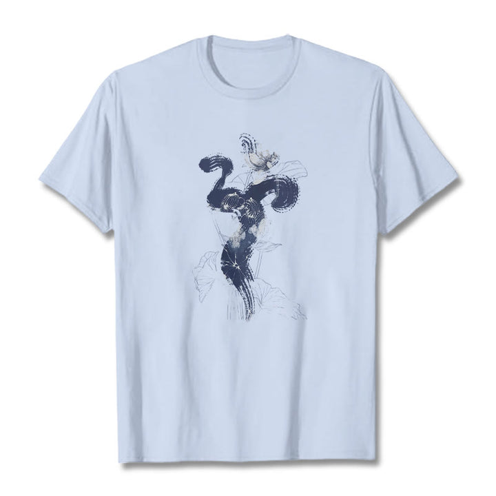 Buddha Stones OM Lotus Flower Background Cotton Tee T-shirt - LightCyan - 2XL - image 18