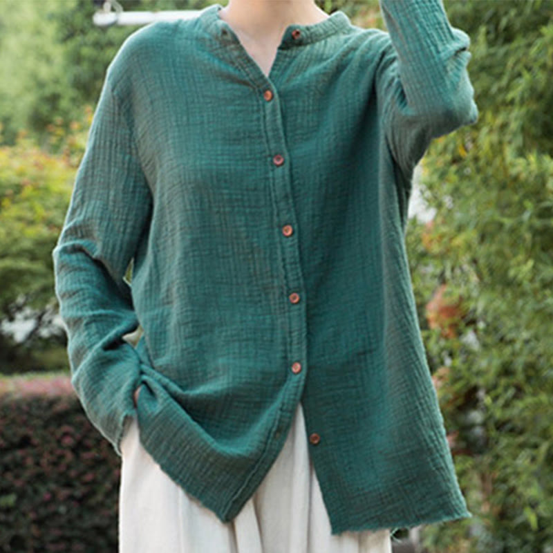 Buddha Stones Literary Artistic Double-Layered Sand Wash Cotton Linen Clothing - image 26