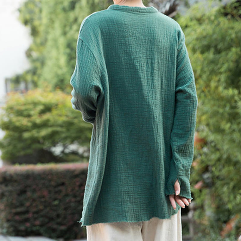 Buddha Stones Literary Artistic Double-Layered Sand Wash Cotton Linen Clothing - image 35