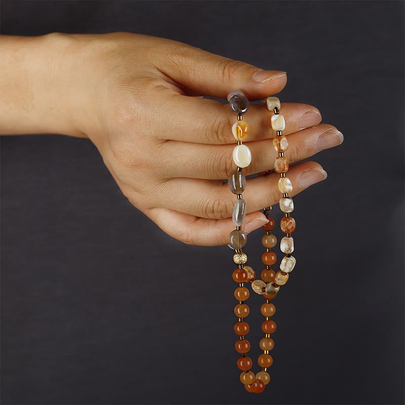 Buddha Stones Botswana Agate Red Agate  Emperor Stone Creativity Triple Wrap Bracelet - image 3