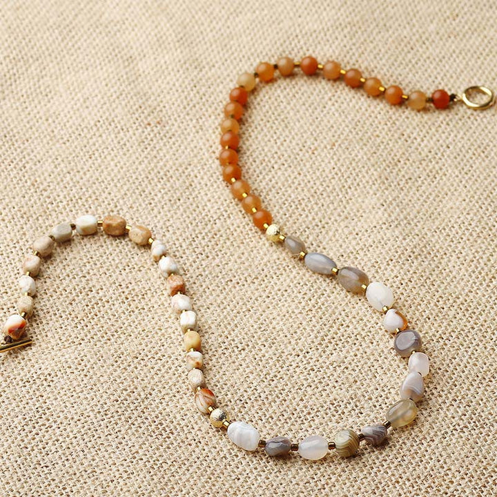 Buddha Stones Botswana Agate Red Agate  Emperor Stone Creativity Triple Wrap Bracelet - image 9