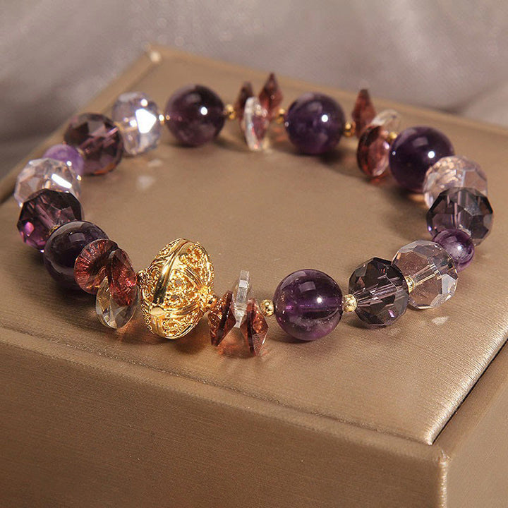 Buddha Stones Amethyst Red Crystal White Crystal Pumpkin Inner Peace And Healing Bracelet - image 4