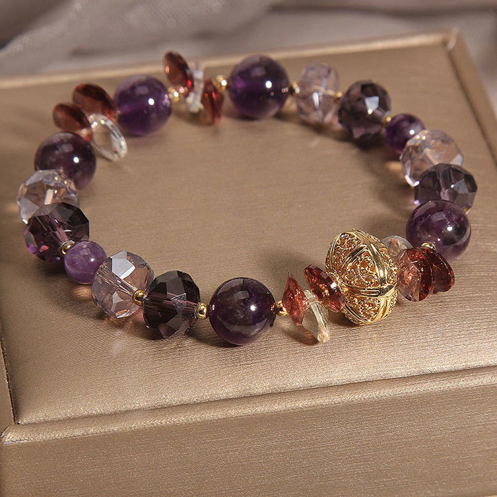 Buddha Stones Amethyst Red Crystal White Crystal Pumpkin Inner Peace And Healing Bracelet - image 2