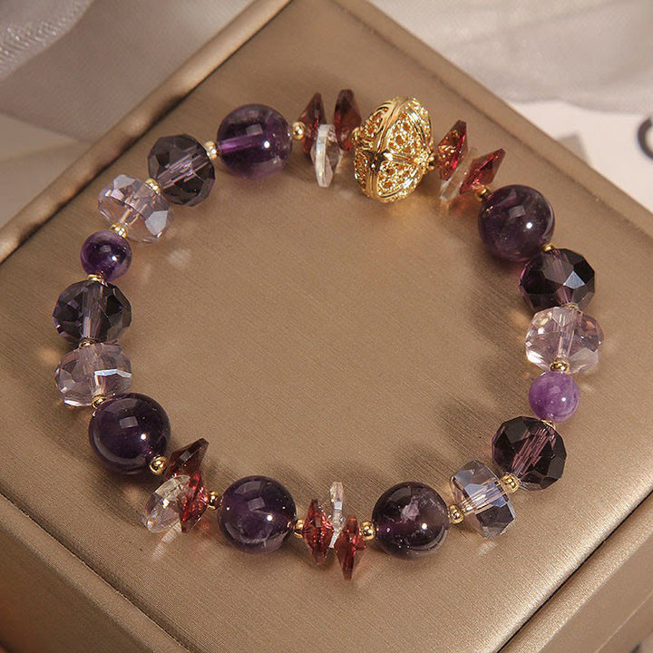 Buddha Stones Amethyst Red Crystal White Crystal Pumpkin Inner Peace And Healing Bracelet - image 1