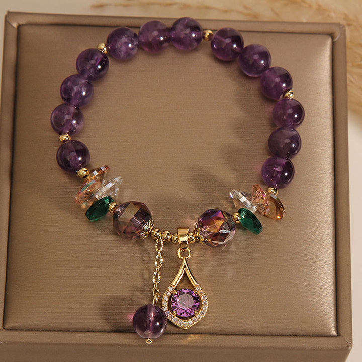 Buddha Stones Amethyst Green Crystal Citrine White Crystal Spiritual Awareness Bracelet - image 2