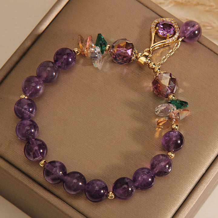 Buddha Stones Amethyst Green Crystal Citrine White Crystal Spiritual Awareness Bracelet - image 4