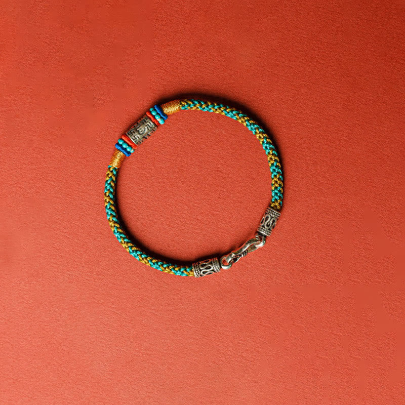 Buddha Stones Colorful String Six True Words 925 Silver Focus Bracelet - image 4