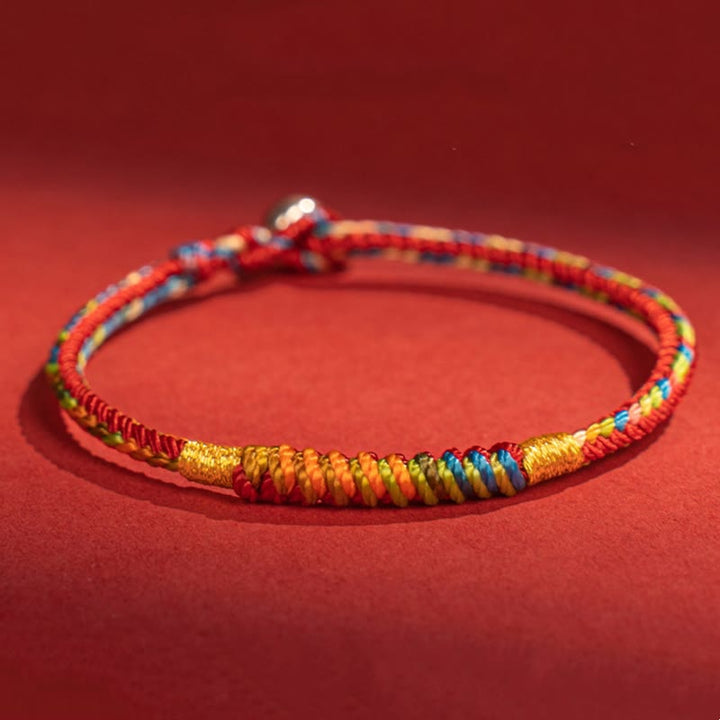 Buddha Stones Multicolor Red String Alloy 925 Sterling Silver Buckle Protection Bracelet - 925 Sterling Silver Buckle - 19cm - image 0